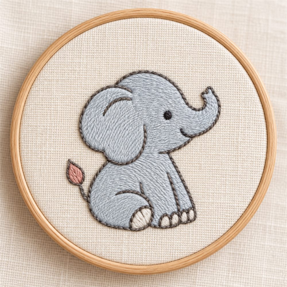 Elefante infantil número 3 bordado