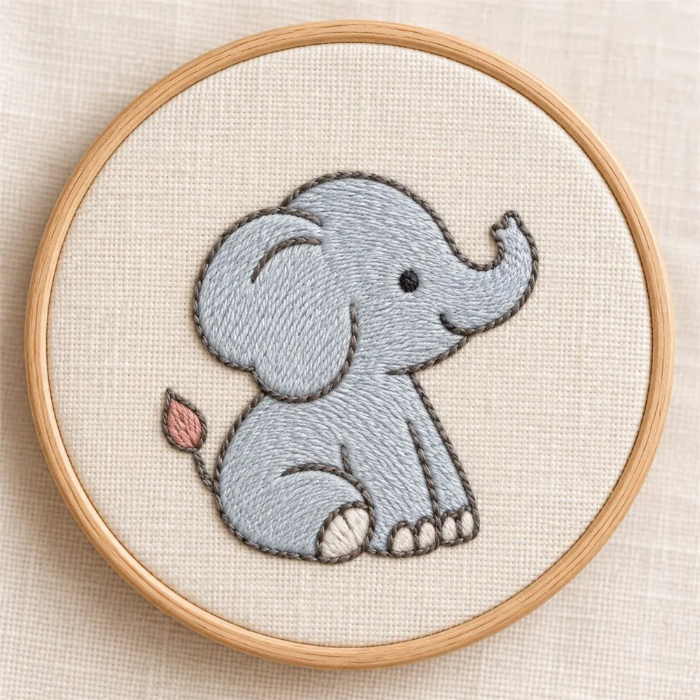 Elefante infantil número 3 bordado